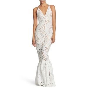Dress the Population Brooke Crochet Palm Mermaid Gown Brand New Never size XS